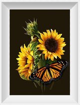Artstudioclub® Diamond painting volwassenen zonnebloem en vlinder 40X30cm volledige bedekking