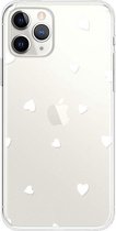 iPhone 12 Pro Max Hoesje - Hartjes - Wit - Schokbestendig – Transparant - Silicone – Dun – Cover – Backcover - Clear - Geschikt voor Apple – Case – Shockproof - Bescherming – Smartphone – Tel