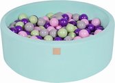 MeowBaby® Ronde Ballenbak set incl 200 ballen 90x30cm - Mint: Roze, Grijs, Violet, Licht Groen