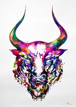 Abstracte Kleuren Poster - Stier - Wandposter 60 x 40 cm