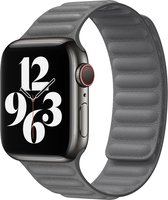 YONO Leer Link Bandje geschikt voor Apple Watch - 42 mm - 44 mm - Luxe Lederen iWatch Armband - Grijs