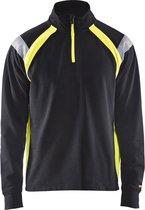 Blaklader Sweatshirt halve rits Visible 3432-1158 - Zwart/High Vis Geel - 4XL