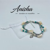 Anisha - enkelbandje - 2 delig - Bohemian Vintage Shell and Turtle - Dames