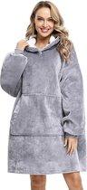 Hoodie Deken - Hoodie Blanket  - Oversized Hoodie - Fleece Deken - Indoor/Outdoor Coat - Grijs