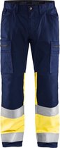 Blaklader 1551 Reflecterende Werkbroek Stretch Marineblauw/Geel