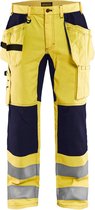 Blåkläder 1552-1811 Pantalon de travail extensible haute visibilité jaune / bleu marine taille 148