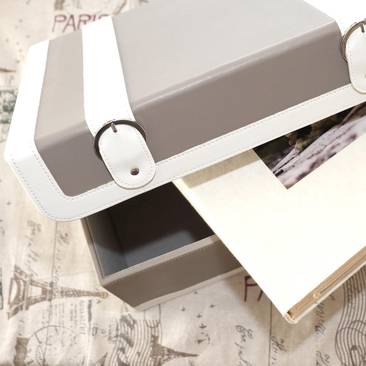 Set van 2 luxe retro vintage leder opbergkoffers met magneetsluiting