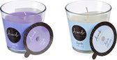 Geurkaarsen Set 2 Stuks -Cotton, Lavender - Geschenkset - Voordeelverpakking - Geurkaarsen In Glas - Cadeau Voor Vrouwen - Cadeautje Voor Hem / Haar Man En Vrouw