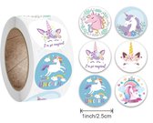 500 Stickers Eenhoorn Op Een Rol - 2,5cm - Stickers Unicorn - Label Eenhoorn - Stickers Dieren - Stickers Kinderen - Sluitsticker - Sluitzegel