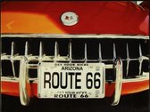 Route 66 grill car auto Canvas schilderijprint  wanddecoratie 47x62 cm