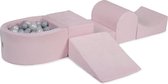 MeowBaby® Foam Speelset met ballenbak Roze incl 100 Ballen: Wit Pearl, Grijs