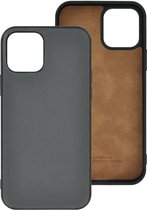 iPhone 12 Mini Case - iPhone 12 Mini étui en cuir véritable couverture arrière P Case Grijs