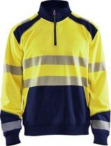 Blaklader 3556 Reflecterende Werksweater Geel/Marineblauw