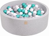 Ballenbakje.nl® Ronde Ballenbak set incl 200 ballen 90x30cm - Licht grijs: Turquoise, Grijs, Wit