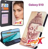 EmpX.nl Galaxy S10 Print (Buddha) Boekhoesje | Portemonnee Book Case voor Samsung Galaxy S10 met Print (Buddha) | Met Multi Stand Functie | Kaarthouder Card Case Galaxy S10 Print (Buddha) | M