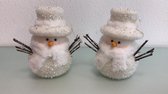 Decoratieve kerstpoppen met hoed - 2 stuks - Wit