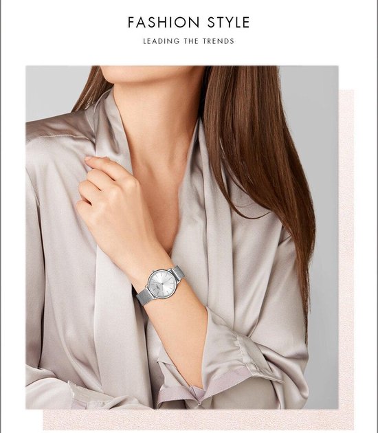 Boerni Aibisino Horloge en Ketting Zilver kleur luxe geschenk set | Crystal glass | Premium kwaliteit uurwerk Quartz Japan | Mineraal | Geschenk | Fashion | Elegant | Dames | Vrouw |  Black Friday