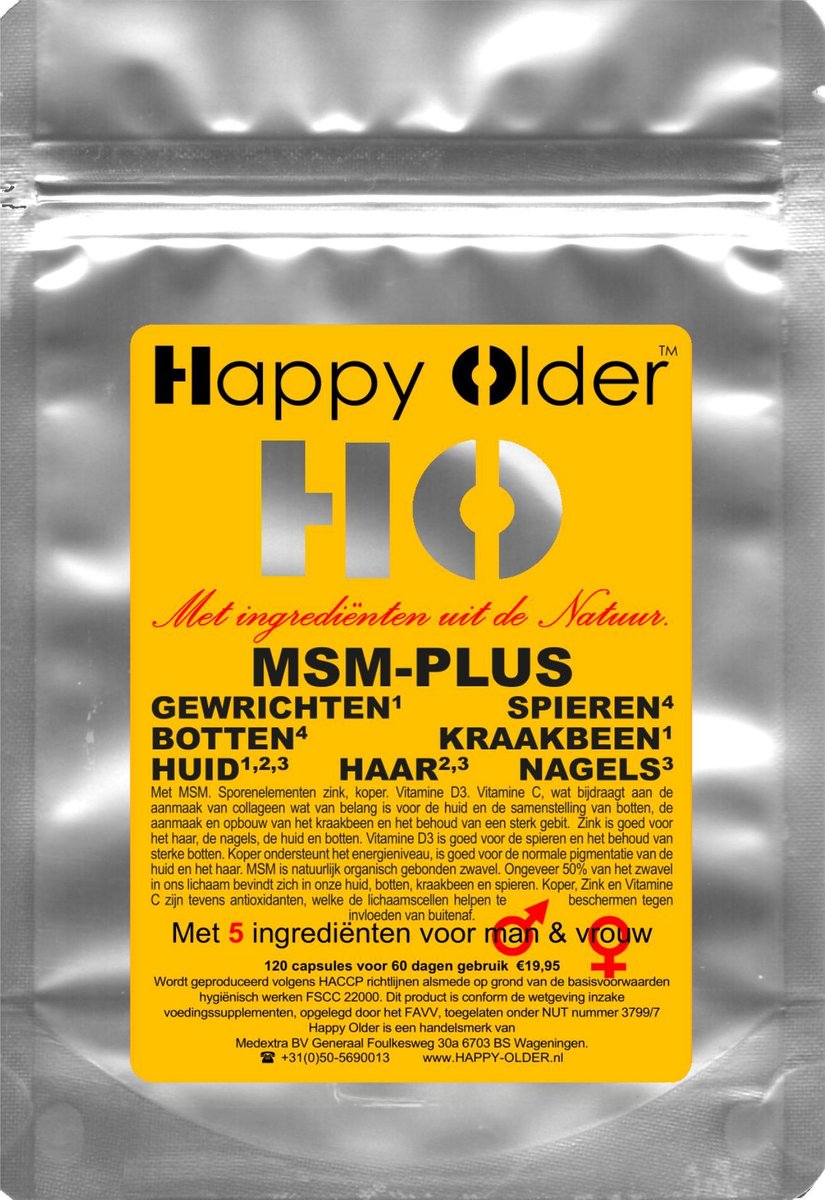 Goedkoopste Happy-Older MSM-PLUS Voor HUID, HAAR en NAGELS