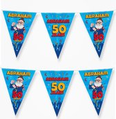 2x 50 Abraham party vlaggenlijnen 10 meter - 50 jaar verjaardag feestartikelen