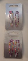 merkloos haarspeld geel/paars/rose/wit bloemen motief 4.5 cm 4 stuks klik klak