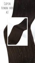 Clip In Hair Extensions #2 donker bruin human hair 30cm dik&vol