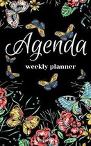 Agenda -Weekly Planner 2021 Butterflies Black Hardcover138 pages 6x9-inches