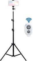 Statief smartphone en camera met telefoonhouder / statief telefoon en camera - 2 meter hoog - inclusief bluetooth afstandsbediening