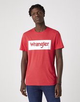 Wrangler SHORT SLEEVE LOGO TEE - ROCOCCO RED - Mannen - Maat M