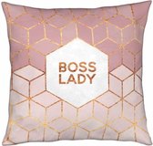 Sierkussen Roze 'Boss Lady' -  Ideaal Meisjes Kamer Decoratie - Bosslady Roze Kussen - Meidenkamer Decoratie 10-14 jaar -  45x45