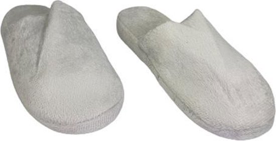 Model laag pantoffels velvet look - Lichtgrijs - Maat 44 / 45 - Pantoffels  unisex -... | bol.com