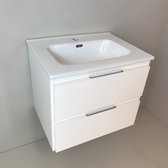 Meuble de salle de bain Blanco 60cm, blanc avec vasque en céramique