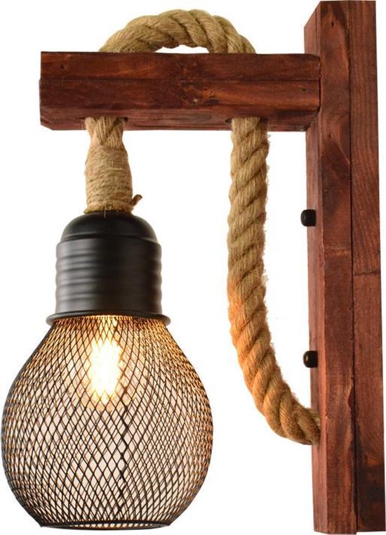 ga zo door Nietje herhaling Wandlamp - Hangend - Touwlamp - Wandlamp binnen - Bedlamp - Leeslamp - Lamp  - E27 fitting | bol.com