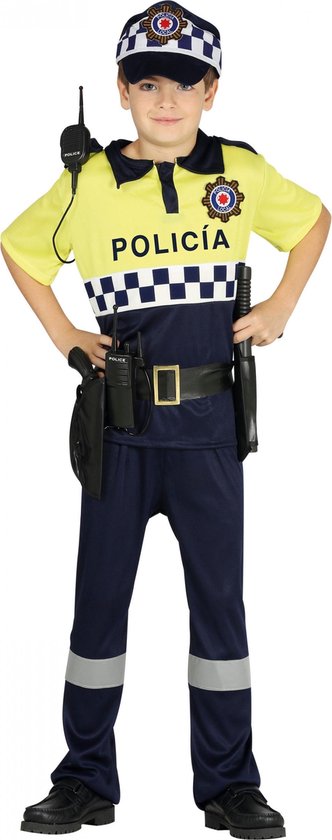 Fiestas Guirca Politiepak Jongens Polyester Blauw/geel Mt 10-12