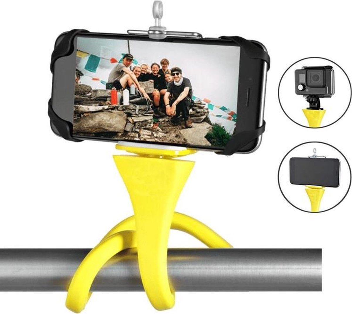 Garpex® Selfie Stick Telefoon - Selfiestick Universeel - GoPro Stick - Flexibele Selfiestick - Geel