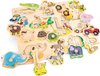 foto van New Classic Toys Houten Legpuzzel Safari Dieren - 16 puzzelstukjes - FSC® 100%-gecertificeerd hout