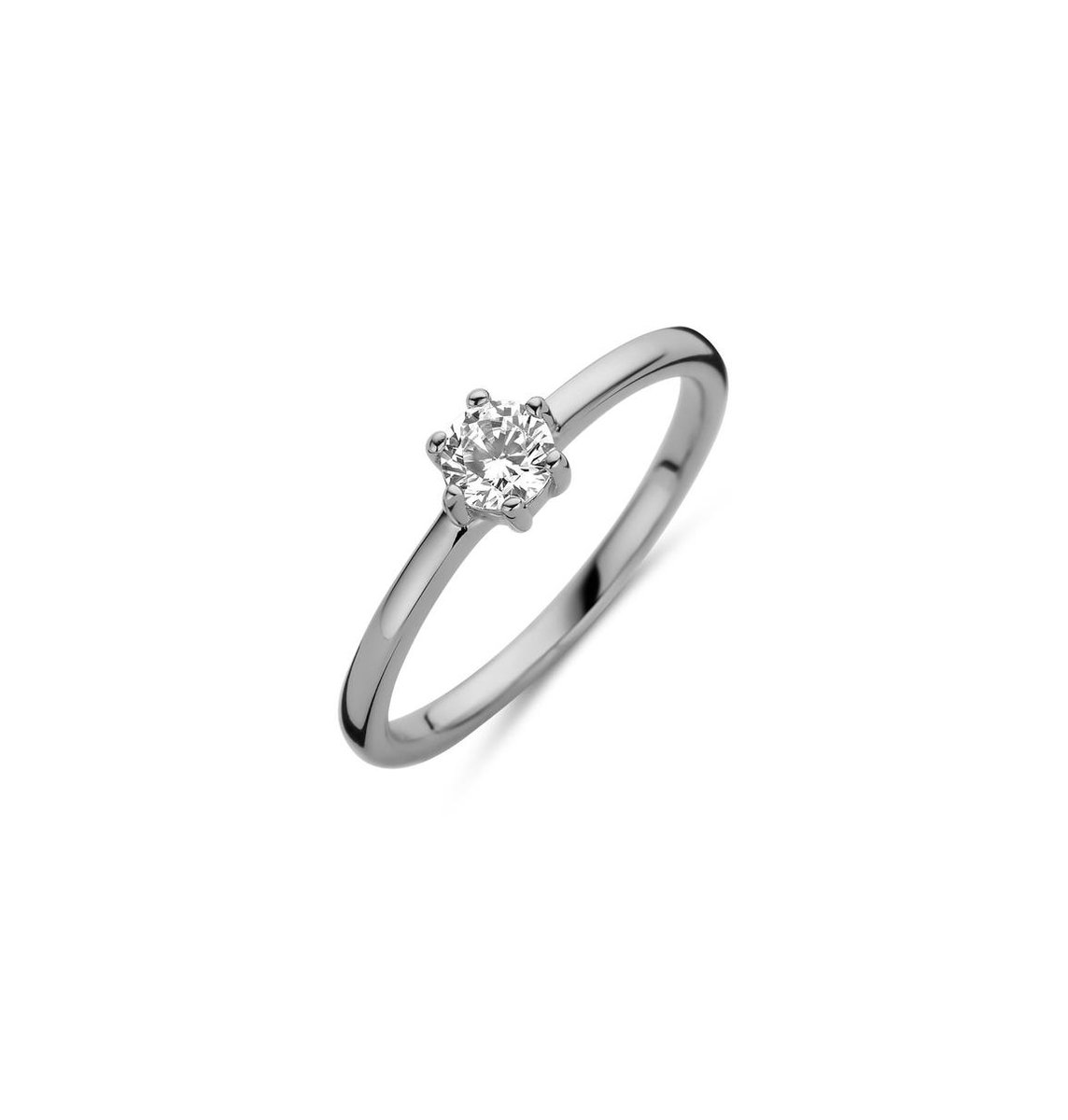 New Bling 9NB-0583-56 Zilveren Ring Dames - Zirkonia - Chaton - 4 mm - Maat 56 - Zilverkleurig