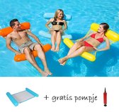 Opblaasbaar Water Hangmat + GRATIS Pompje - Hang Mat - Waterhangmat - Luchtbed - Lounge - Licht Blauw