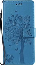 Samsung Galaxy A70 Bookcase - Blauw - Bloemen - Portemonnee hoesje