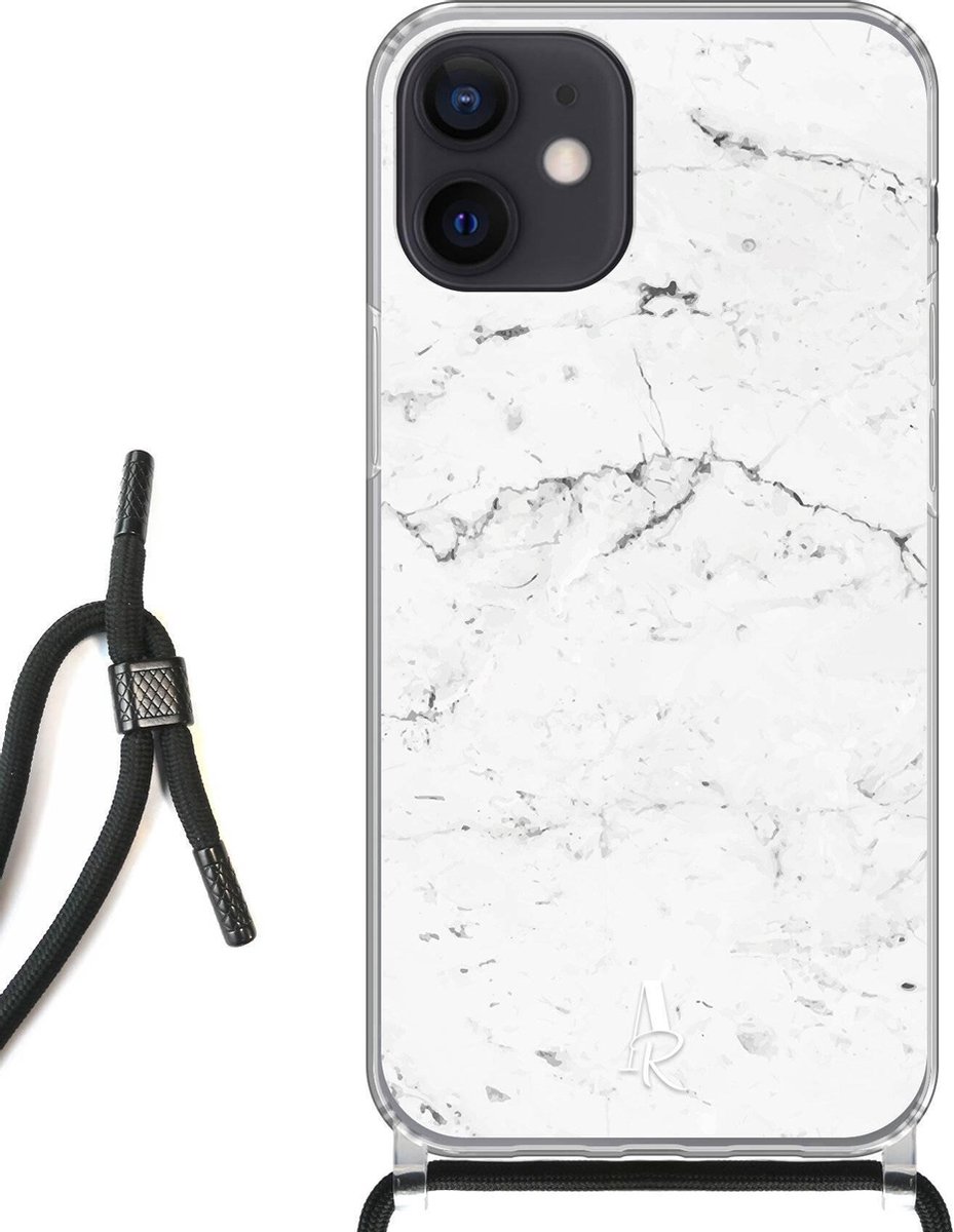 iPhone 12 Mini hoesje met koord - Pearly Marble