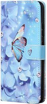 Blauw vlinders agenda book case hoesje Nokia 5.4