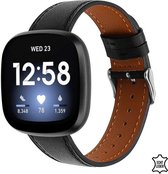 Q-DESYN Fitbit Versa 3 - Fitbit Sense bandje - Leer - Zwart