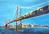 Steden Poster - San Francisco Skyline Painted 3 - Wandposter 60 x 40 cm