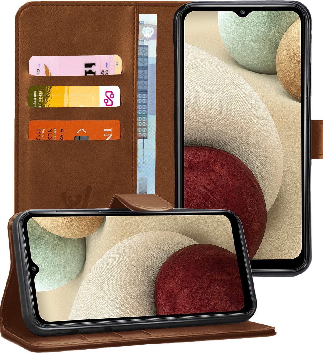 Hoesje geschikt voor Samsung A12 - Book Case Kunstleer Wallet - Bruin