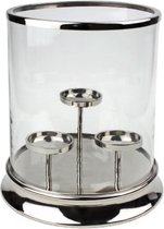 Windlicht with 3candle holders inside big - kaars - Sfeer - Kaarzen - Zilver - 31x36 cm