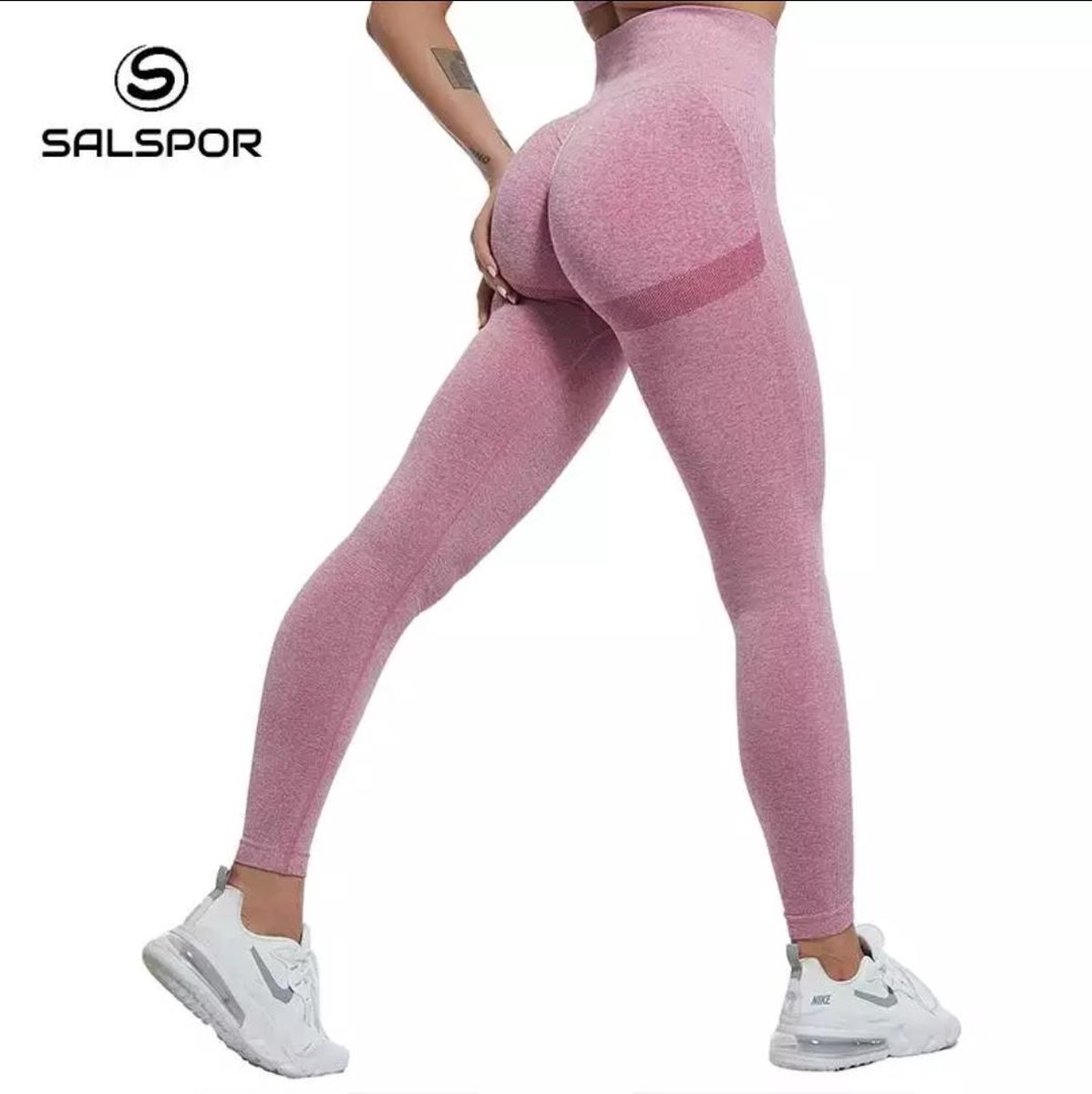 SALSPOR - Dames Legging voor Fitness - Sexy Gym Sportbroek Workout sportlegging - Hoge Taille voor Fitness - Push Up Fitness Vrouwelijke - Maat M - Kleur Roze