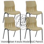 (Set van 4 stuks) Kantinestoel Patrick crème met zwart onderstel. Stapelstoel kuipstoel vergaderstoel tuinstoel kantine stapel Denver kantinestoelen stapelstoelen kuipstoelen kerks