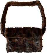 Schoudertas Bruin Fluffy bont met handwarm voorvak