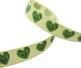 Valentijn Lint 10mm (1cm) | Grosgrain Lint | Lint met Harten | Baby Geel Groen | Cadeau Lint | Baby Lint | Rol: 10 Meter