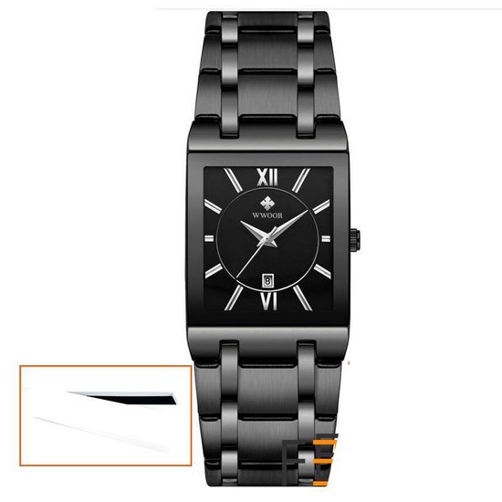 Horloge mannen vierkant zwart + batterij bol.com