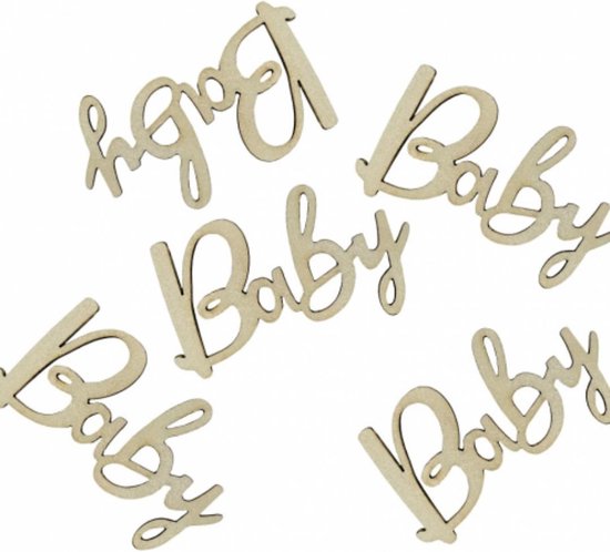 Foto: Feestdeco houten confetti baby 18 stuks babyshower